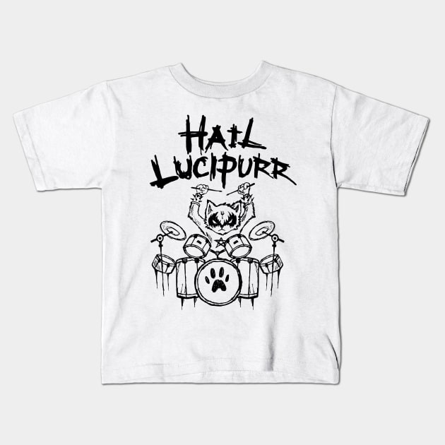 Hail Lucipurr Heavy Metal Satan Cats Guitar Playing Cat Gift Kids T-Shirt by TellingTales